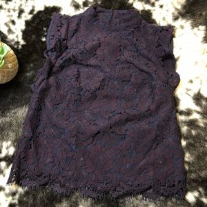 Dark Violet & Navy Floral Lace Dress Top